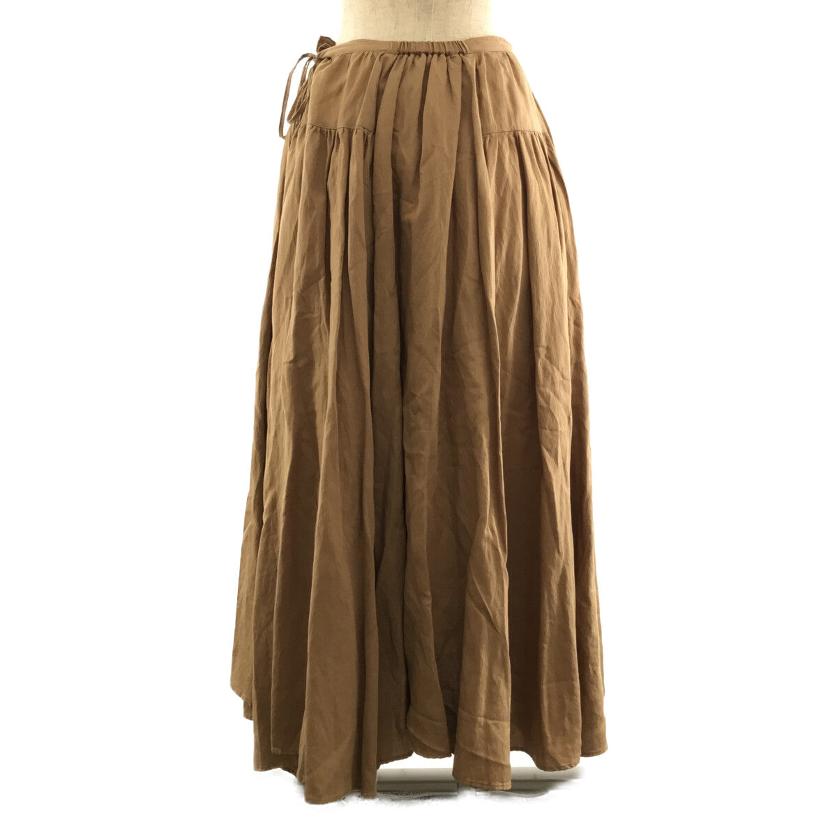 suzuki takayuki / スズキタカユキ | long skirt リヨセル リネン コットン ラップ ギャザー ロング スカート | ベージュ | レディース