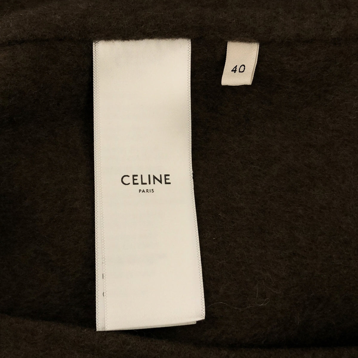 [Good Condition] CELINE | 100% cashmere / Cashmere leather-trimmed collarless saddler coat | Size 40 | Brown | Women's