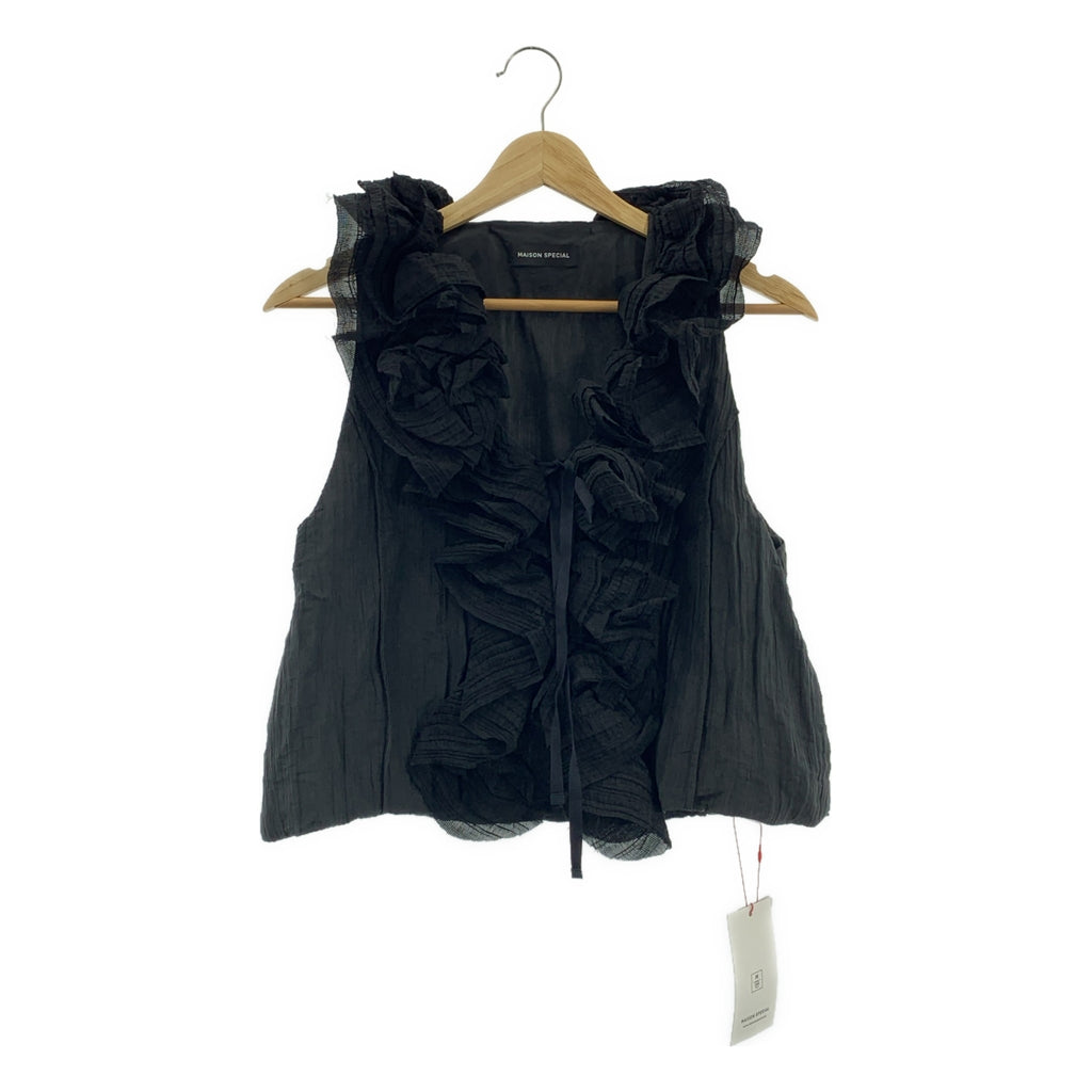 Maison Special / メゾンスペシャル | Washer Ruffle Tops ワッフル ノースリーブ トップス | F | レディース