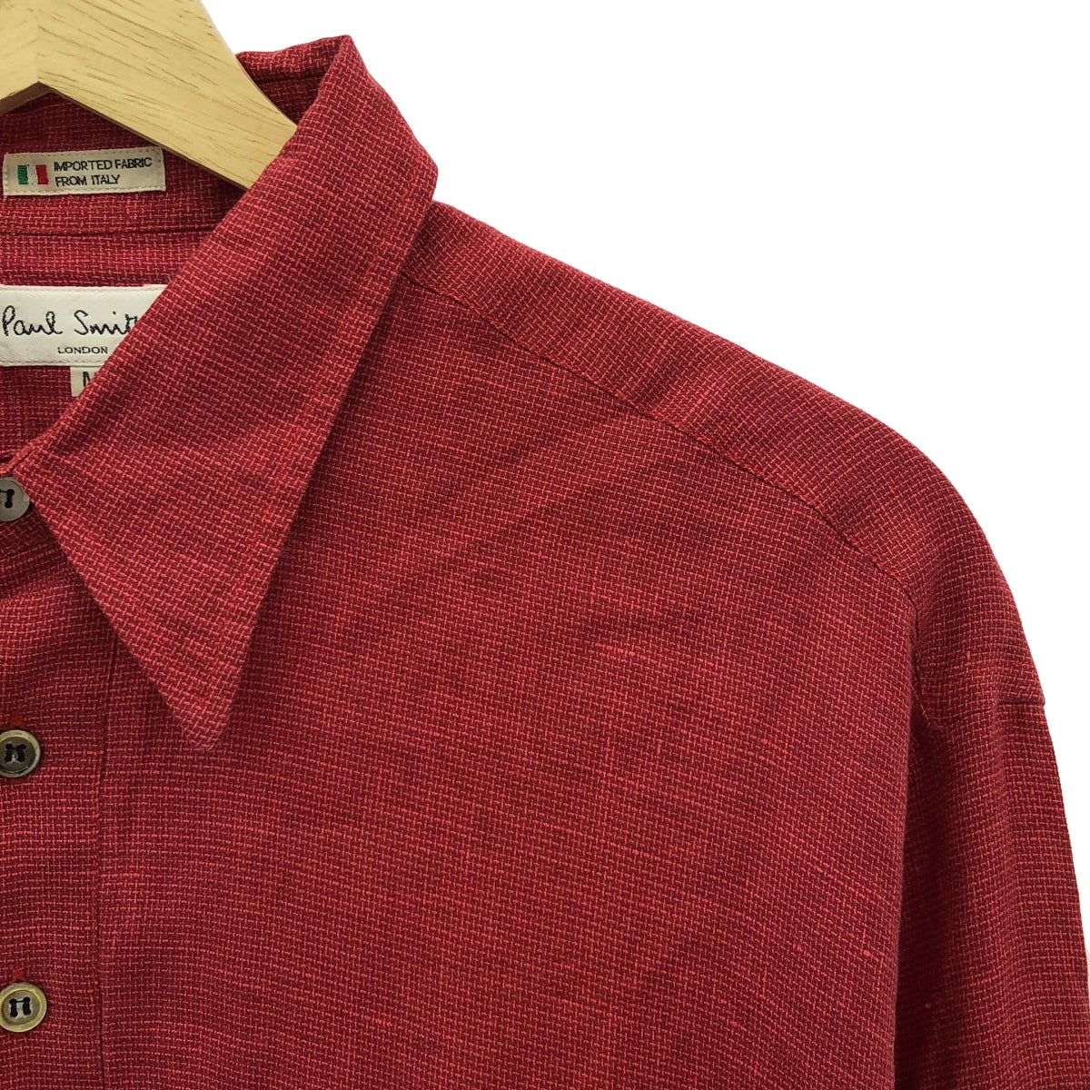 Paul Smith London | Cotton Jacquard Regular Collar Shirt | M | Red | Men's