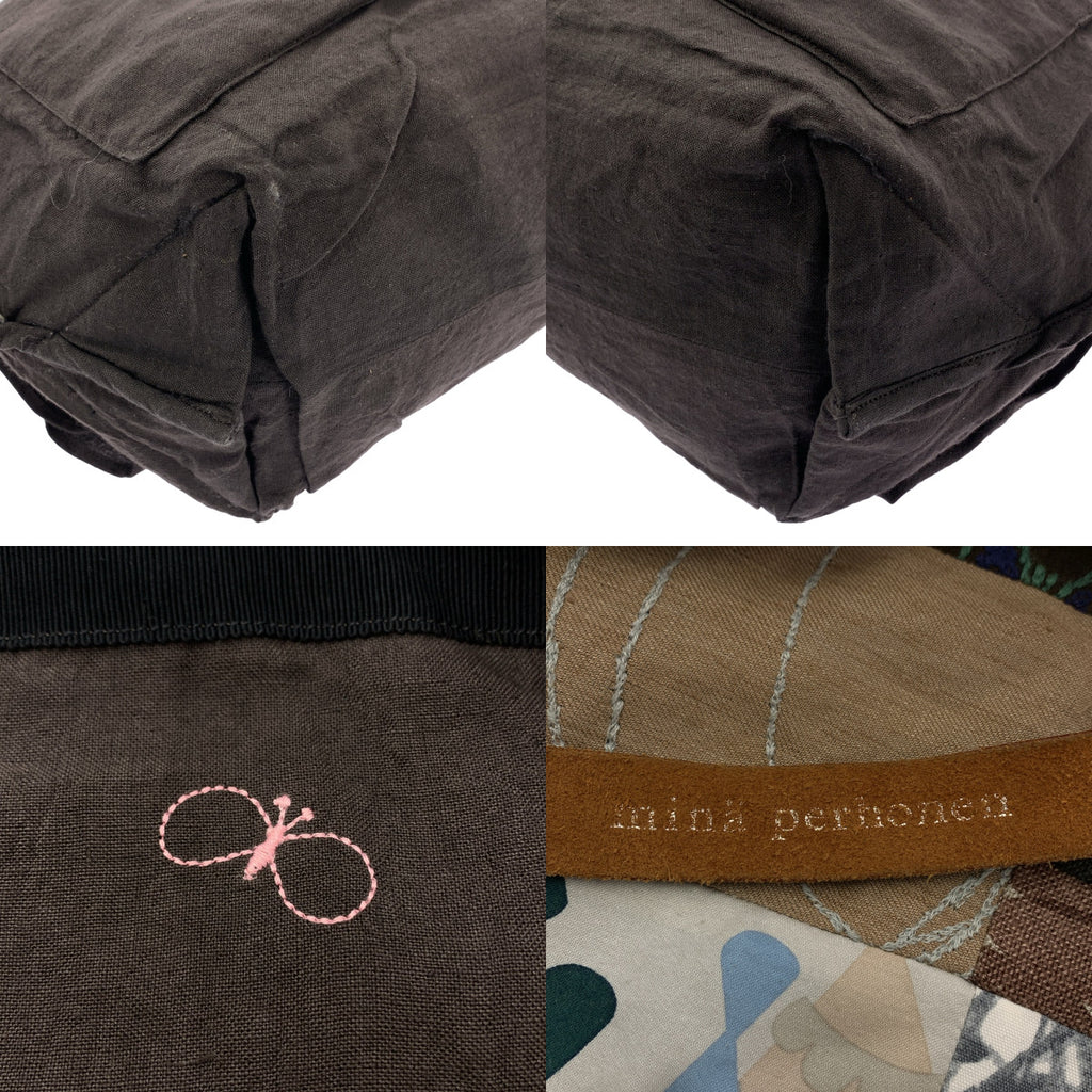 mina perhonen / ミナペルホネン | piece bag / ピース エンブロイダリー パッチワーク レザーハンドル トートバッグ |
