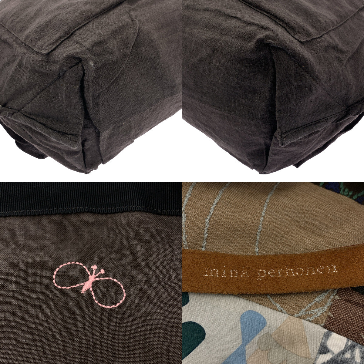 mina perhonen / ミナペルホネン | piece bag / ピース エンブロイダリー パッチワーク レザーハンドル トートバッグ |