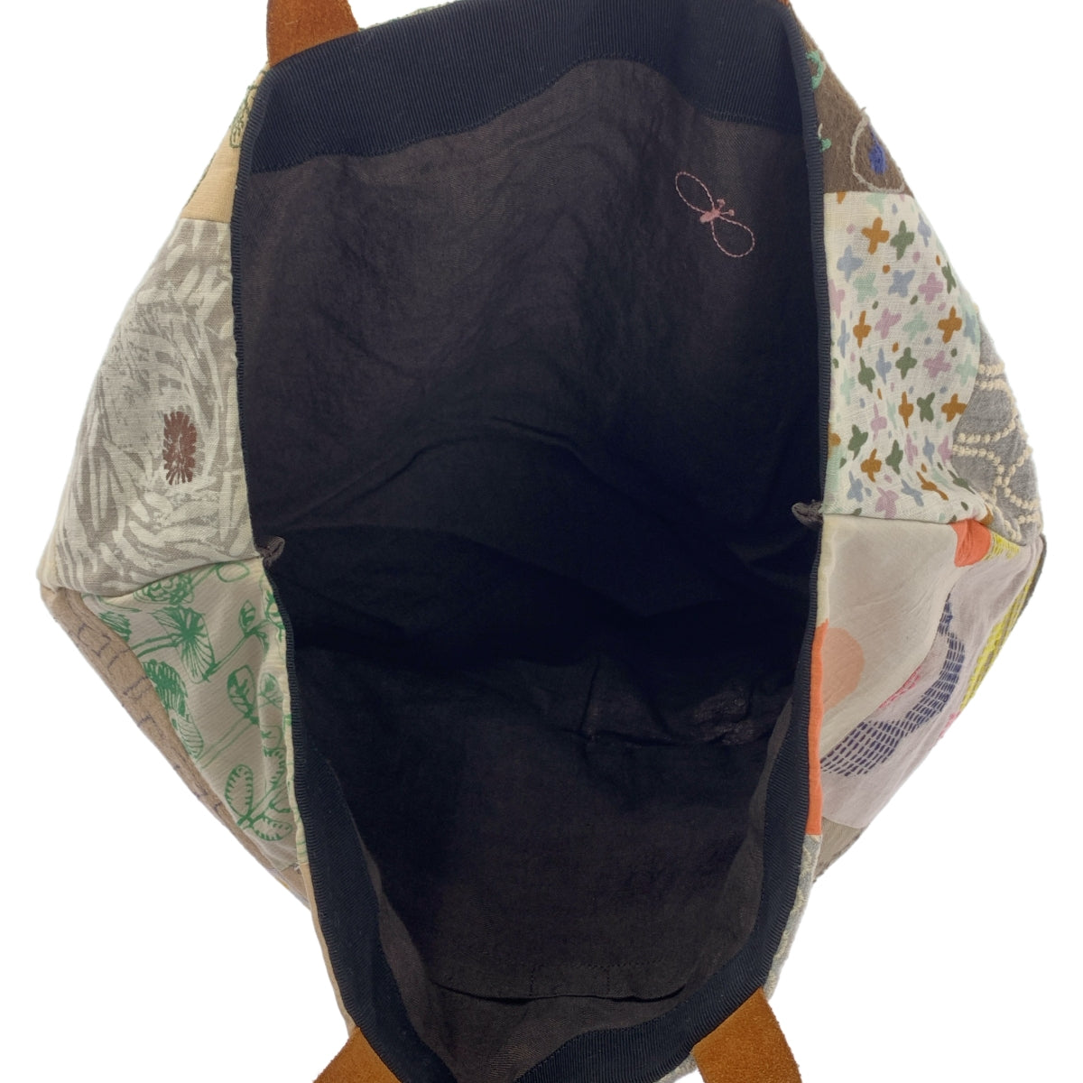mina perhonen / ミナペルホネン | piece bag / ピース エンブロイダリー パッチワーク レザーハンドル トートバッグ |