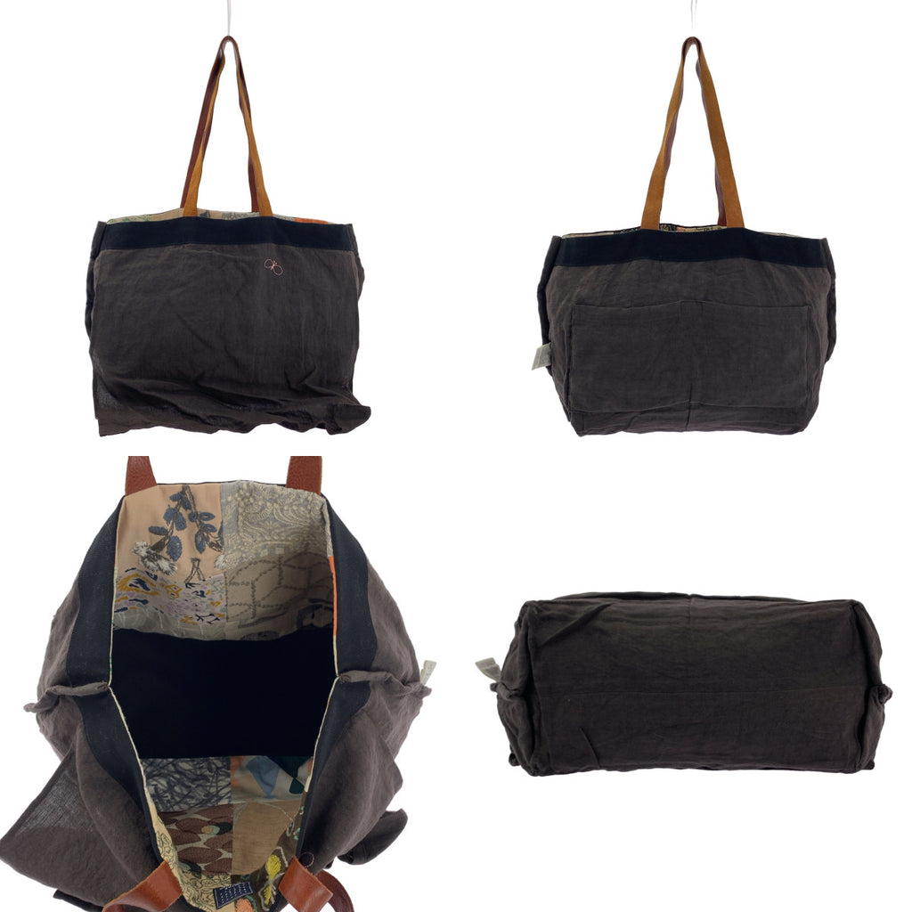 mina perhonen / ミナペルホネン | piece bag / ピース エンブロイダリー パッチワーク レザーハンドル トートバッグ |