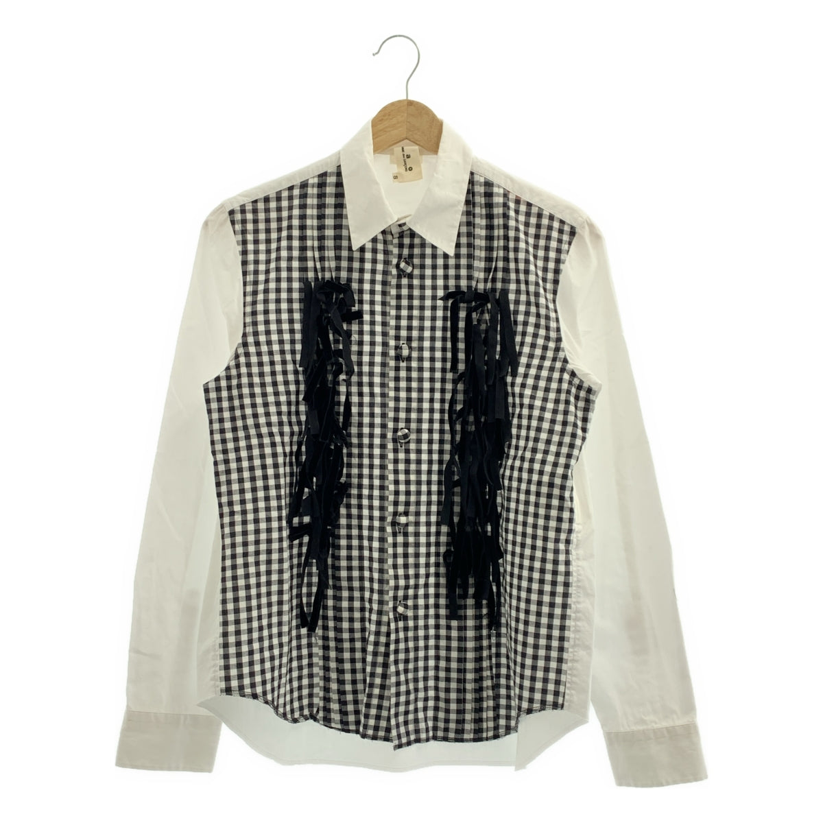 COMME des GARÇONS | 2009 秋冬 | 棉質格紋流蘇襯衫 | S 碼 | 黑白 | 女款