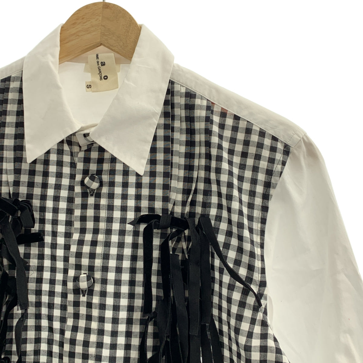 COMME des GARÇONS | 2009 秋冬 | 棉質格紋流蘇襯衫 | S 碼 | 黑白 | 女款