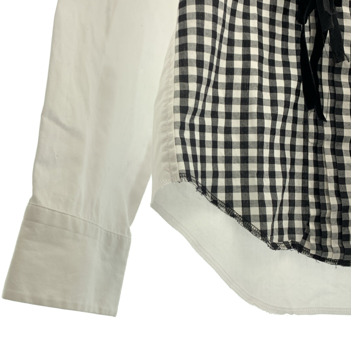 COMME des GARÇONS | 2009 秋冬 | 棉質格紋流蘇襯衫 | S 碼 | 黑白 | 女款