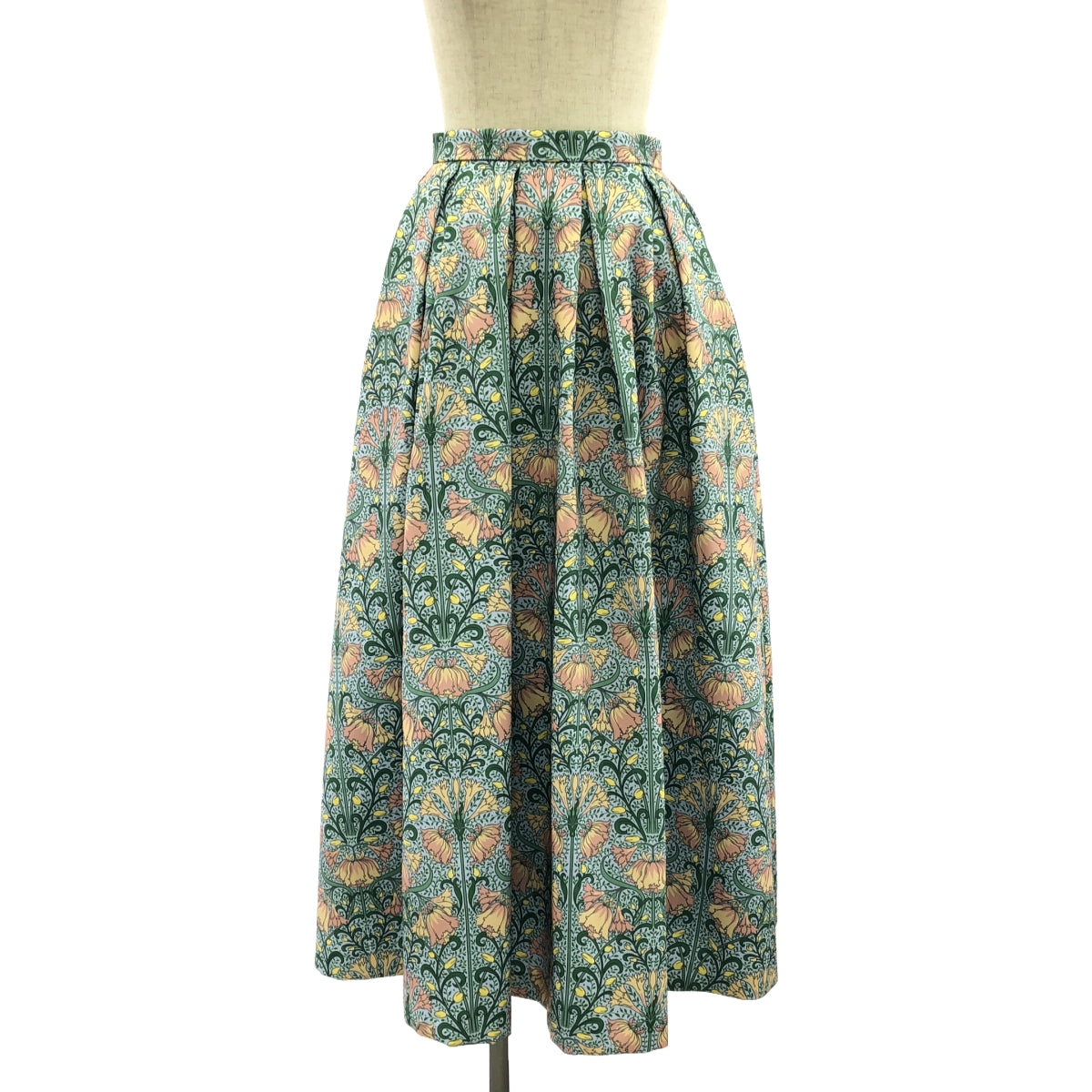 [New] TSURU by Mariko Oikawa | 2024AW | Ariana Art Nouveau Skirt | 34 | Green/Beige/Yellow | Women's