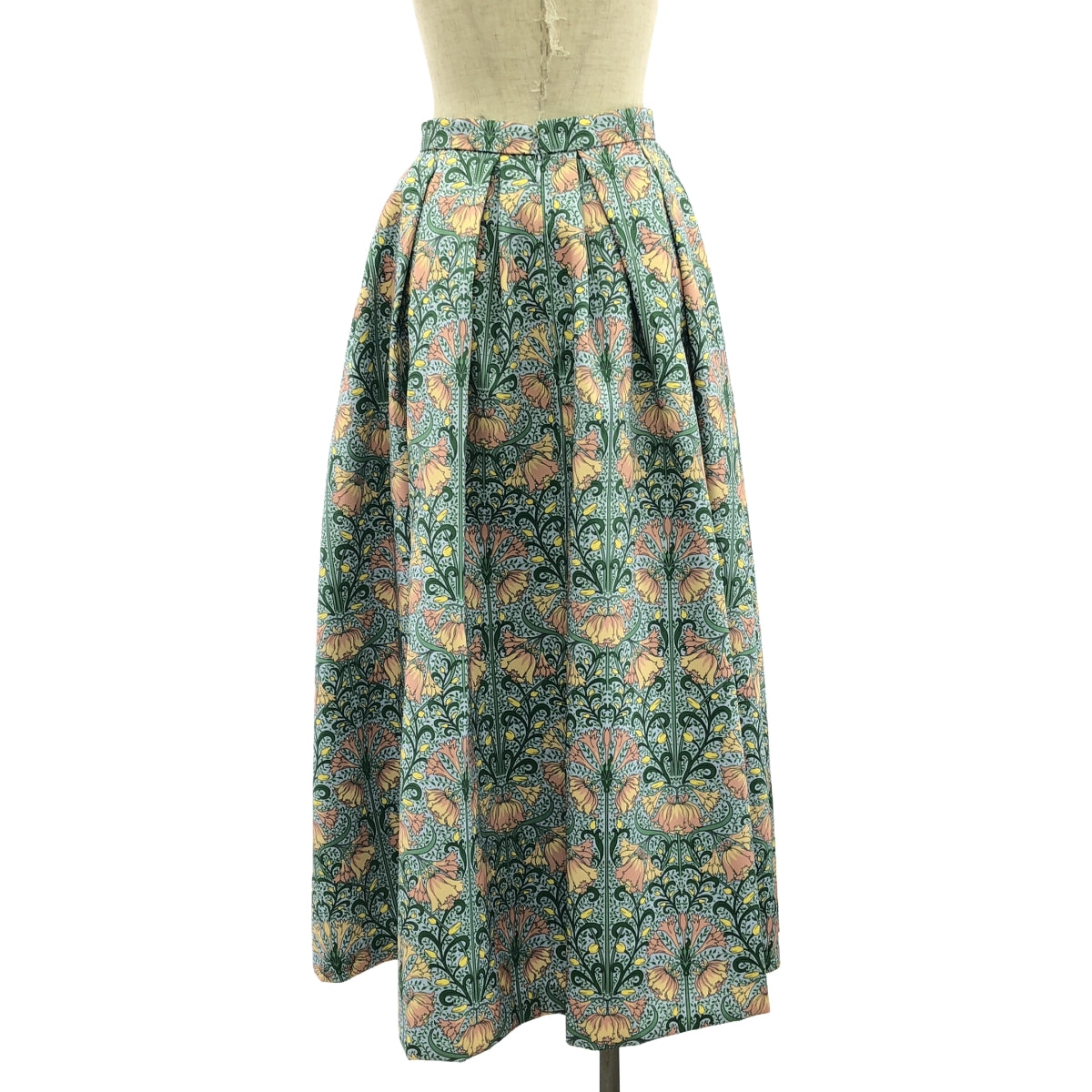 [New] TSURU by Mariko Oikawa | 2024AW | Ariana Art Nouveau Skirt | 34 | Green/Beige/Yellow | Women's