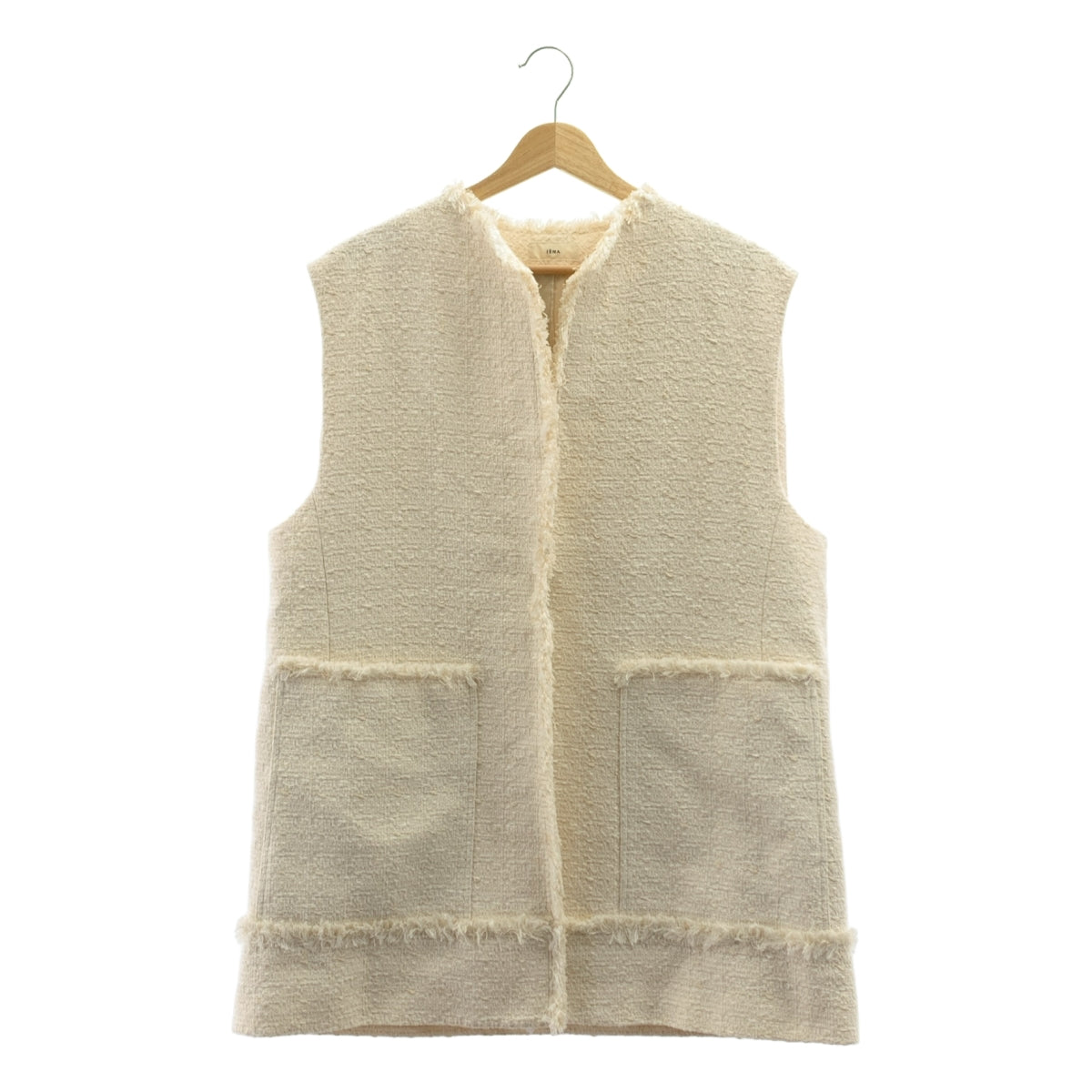 [狀況極佳] IENA | 2024 春夏系列 | 海軍藍多臂粗花呢馬甲 / 長背心 / 全襯裡 | F 碼 | 米色 | 女款