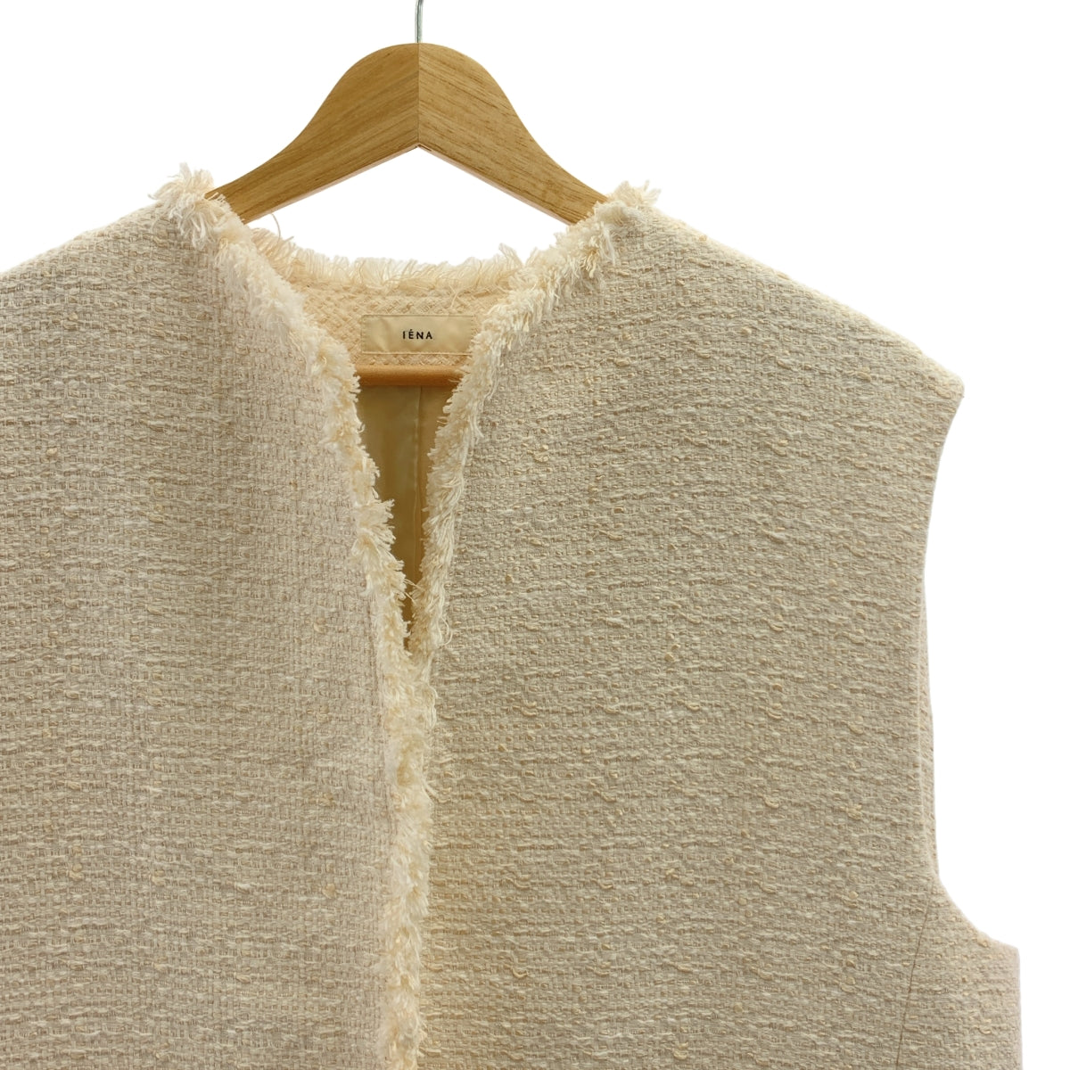 [狀況極佳] IENA | 2024 春夏系列 | 海軍藍多臂粗花呢馬甲 / 長背心 / 全襯裡 | F 碼 | 米色 | 女款