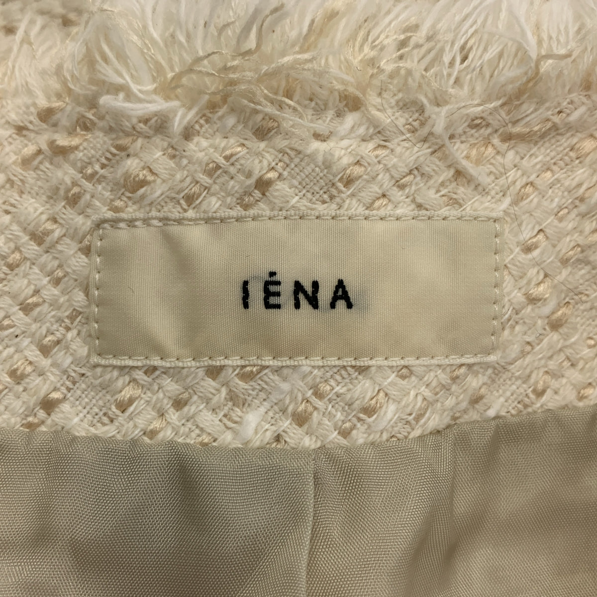 [狀況極佳] IENA | 2024 春夏系列 | 海軍藍多臂粗花呢馬甲 / 長背心 / 全襯裡 | F 碼 | 米色 | 女款