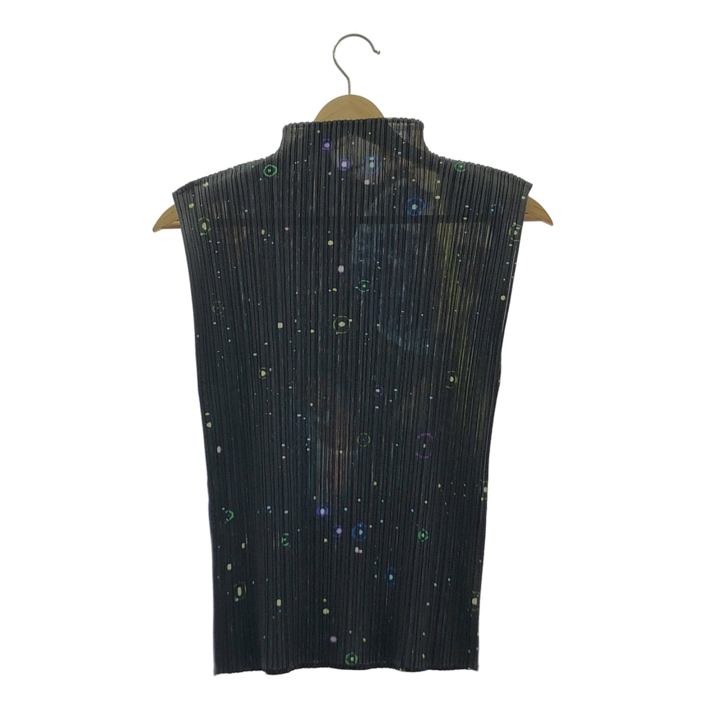 PLEATS PLEASE ISSEY MIYAKE / プリーツプリーズイッセイミヤケ | 横尾忠則 宇宙 総柄 ハイネック ノースリーブ プルオーバー | 3 | レディース