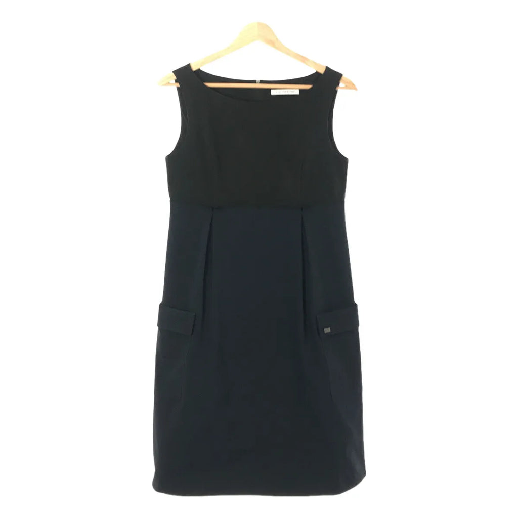 FOXEY NEW YORK / フォクシーニューヨーク | バイカラー タック ノースリーブワンピース | 40 | ブラック / ネイビー | レディース