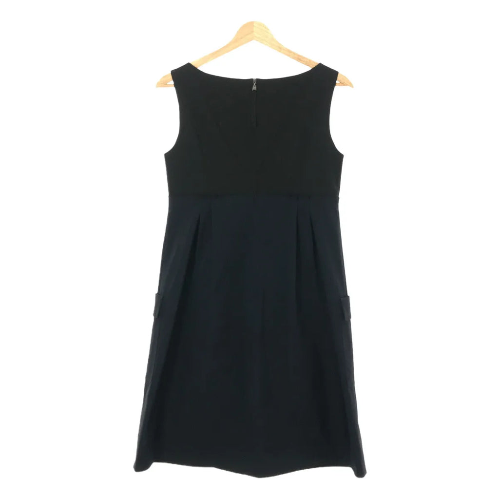 FOXEY NEW YORK / フォクシーニューヨーク | バイカラー タック ノースリーブワンピース | 40 | ブラック / ネイビー | レディース