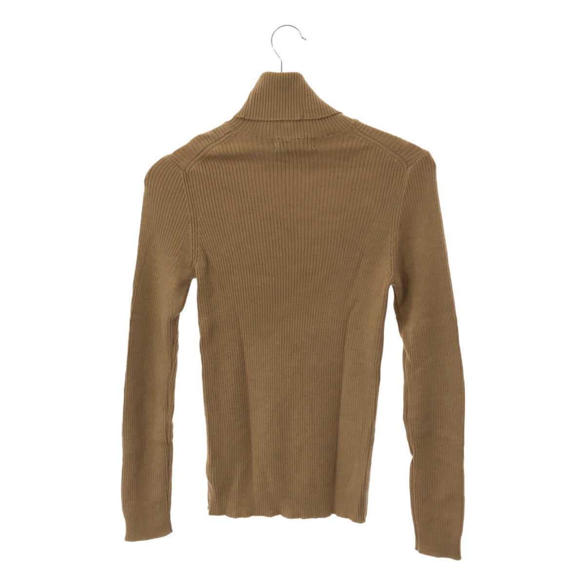 Merz b. Schwanen | Wool turtleneck ribbed knit | S | Beige | Women's