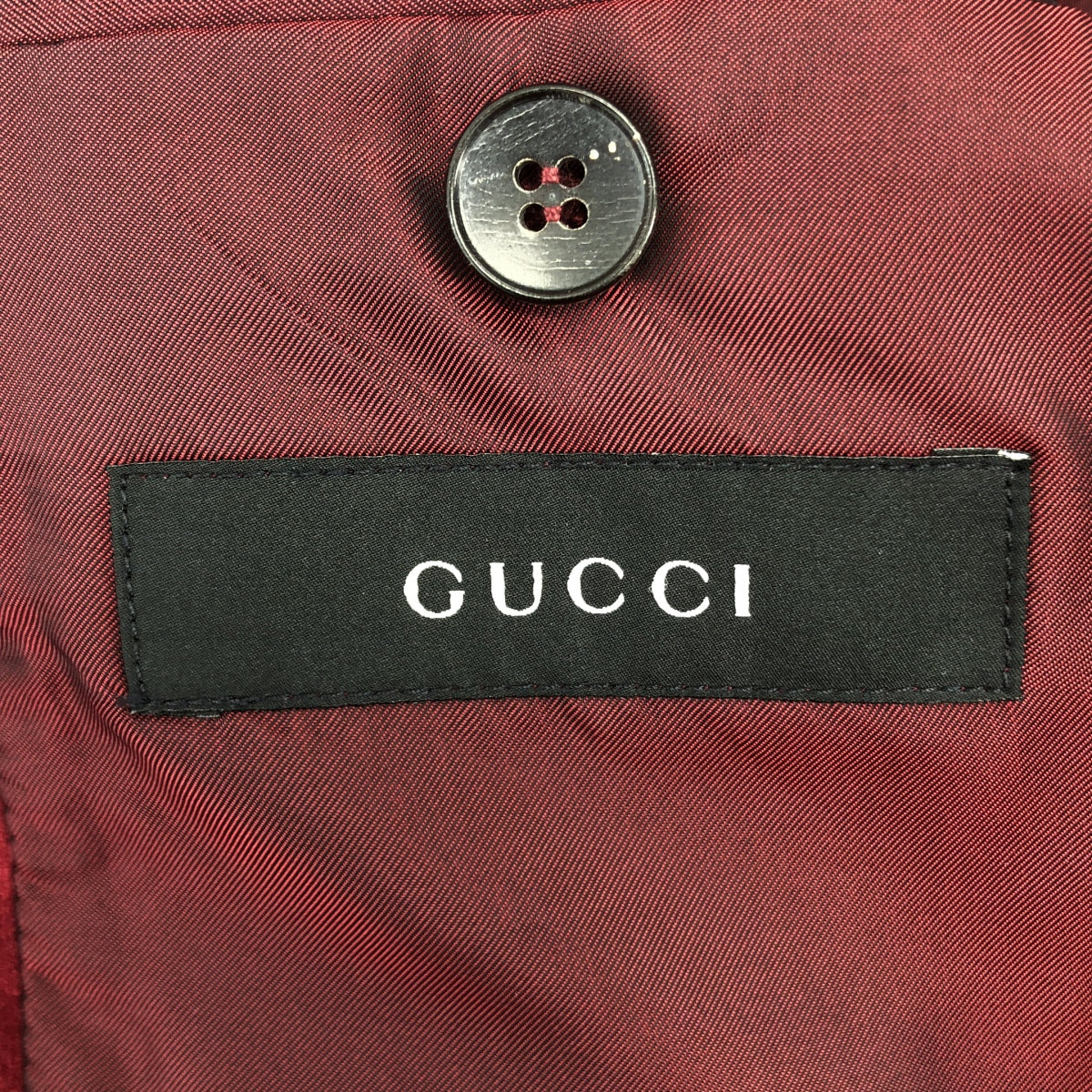 GUCCI | 天鵝絨標誌紐帶 2B 單排扣修身外套 / 全襯裡 | 尺寸 44 | 波爾多紅 | 男款