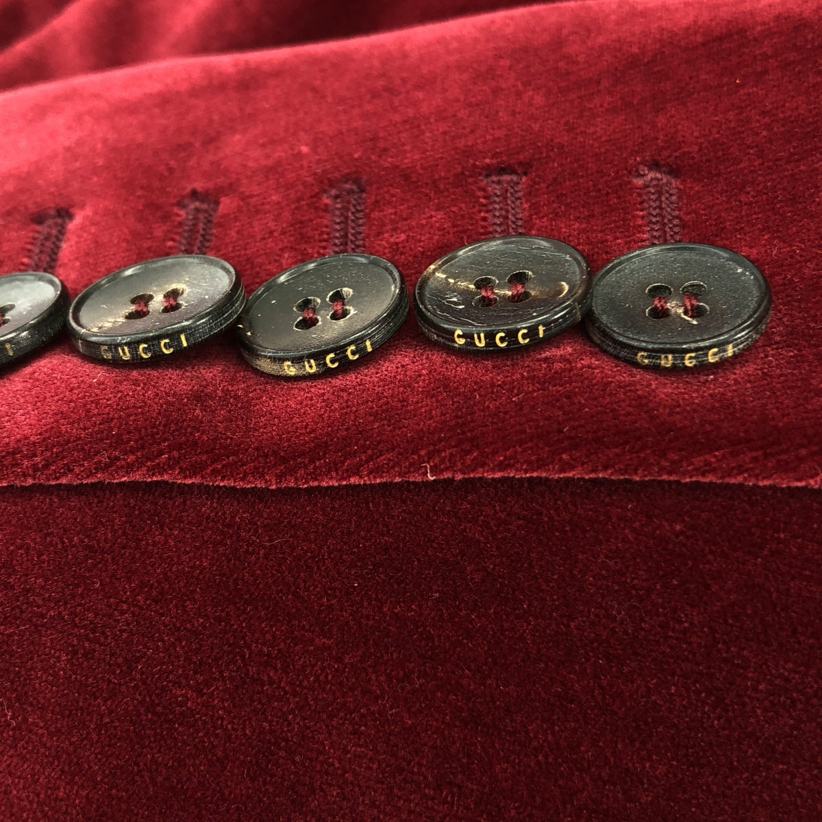 GUCCI | 天鵝絨標誌紐帶 2B 單排扣修身外套 / 全襯裡 | 尺寸 44 | 波爾多紅 | 男款