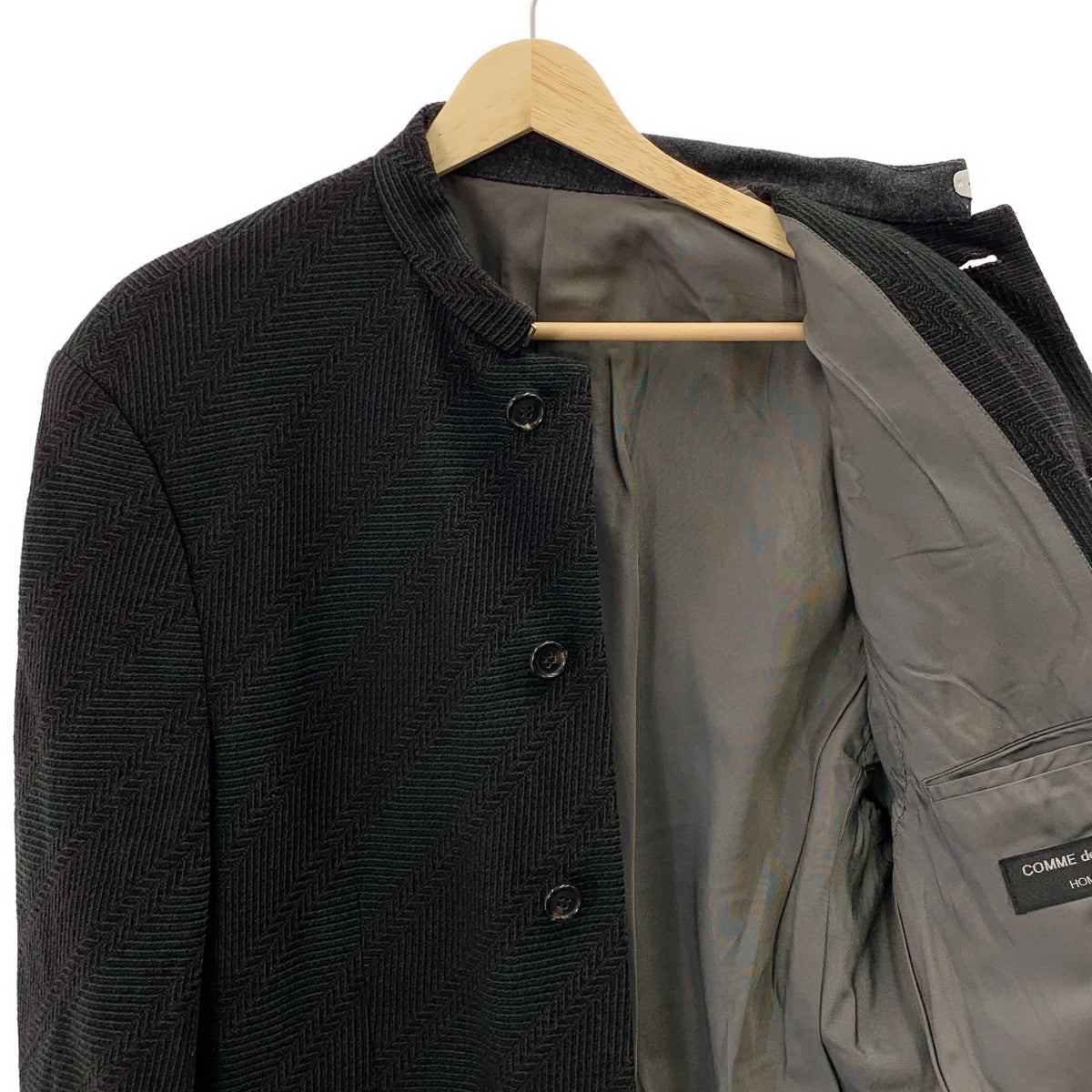 COMME des GARCONS HOMME PLUS / コムデギャルソンオムプリュス | 1997AW | ウール バイアスストライプ スタンドカラージャケット | M | メンズ