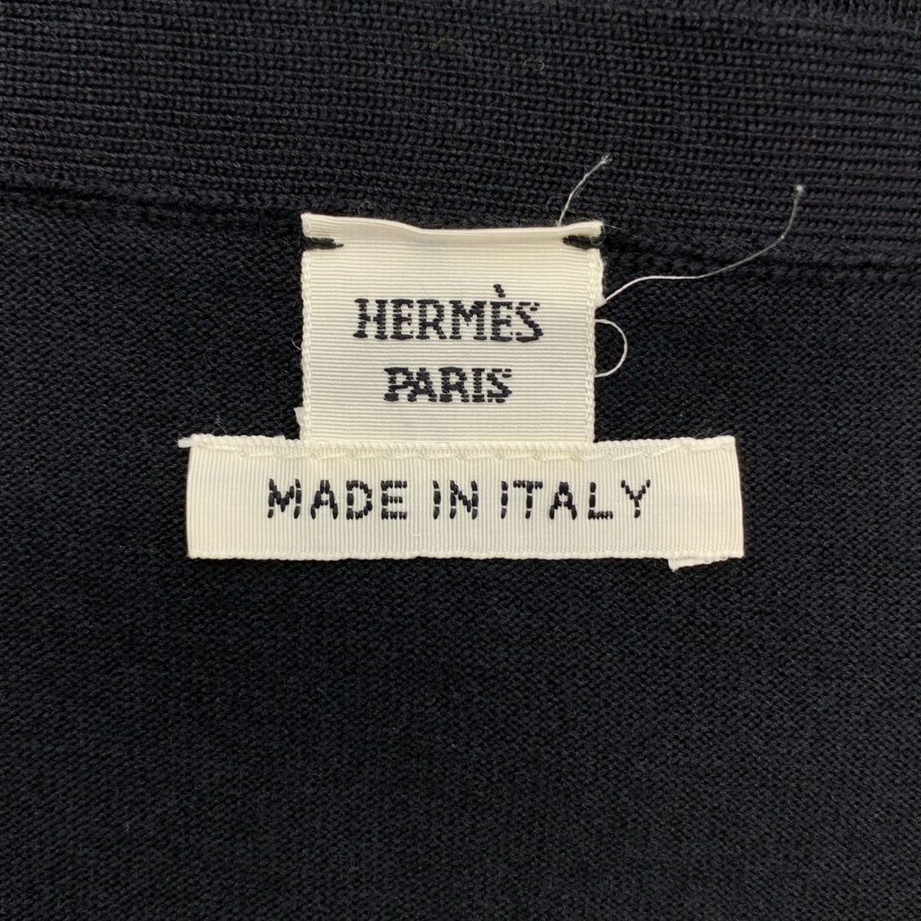 【미품】 HERMES / 헤르메스 | L'INSTRVCTION 제왕학 실크 코튼 자수 반소매 여름 니트 | 36 | 블랙 | 여성