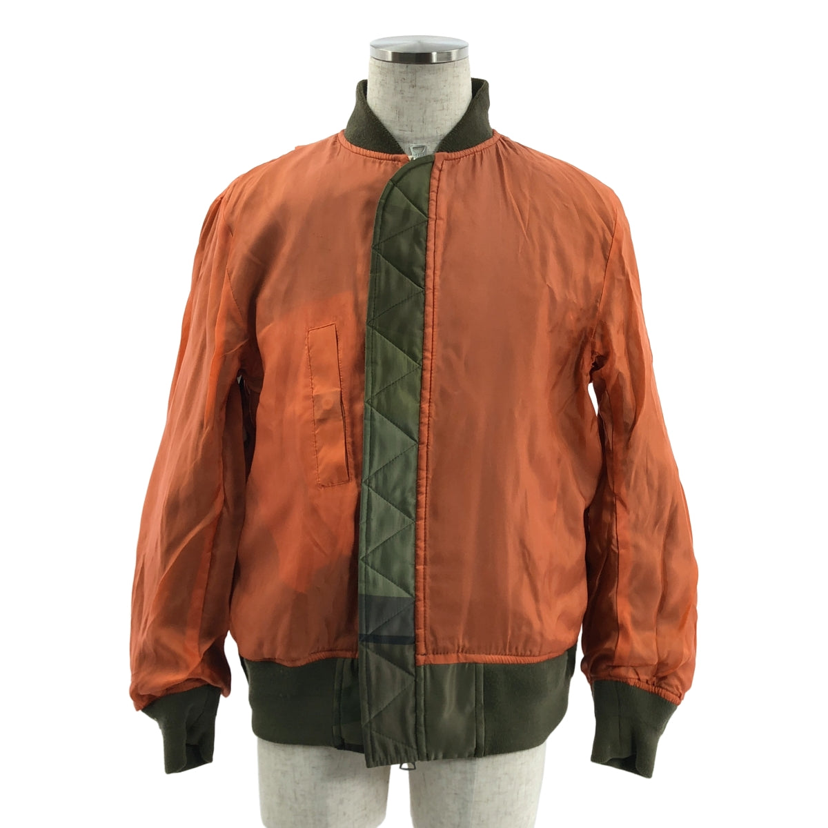sacai / 사카이 | 2021AW | × KAWS / 카우즈 MA-1 Blouson / 총 무늬 군사 비행 재킷 폭격기 블루존 | 1 | 카키 | 남성