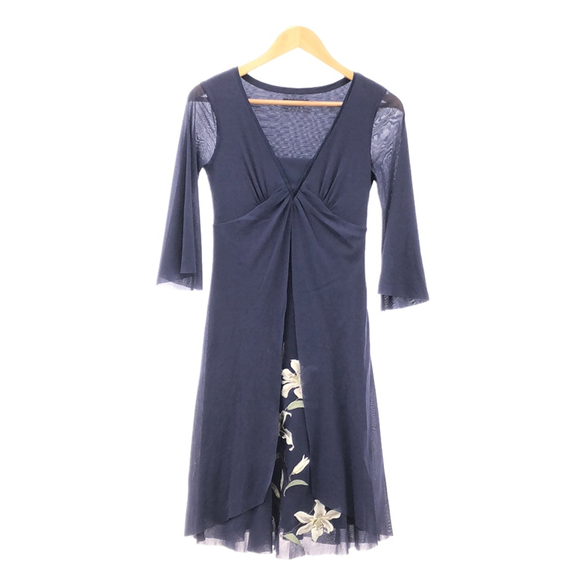 VIVIENNE TAM | Floral Embroidered Dress | XS | Navy | Women's