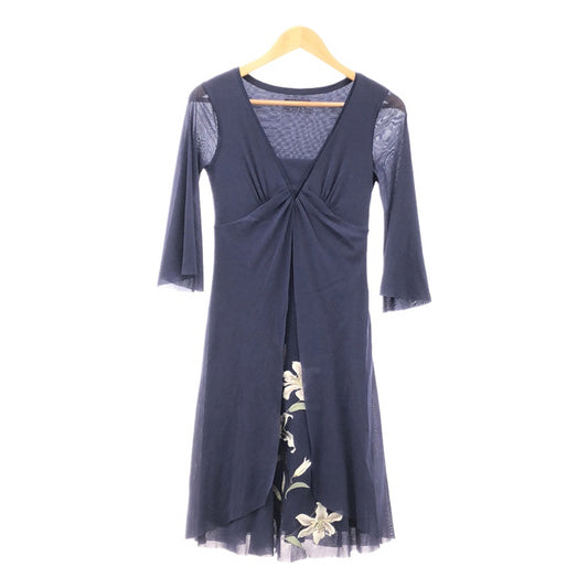 VIVIENNE TAM | Floral Embroidered Dress | XS | Navy | Women's