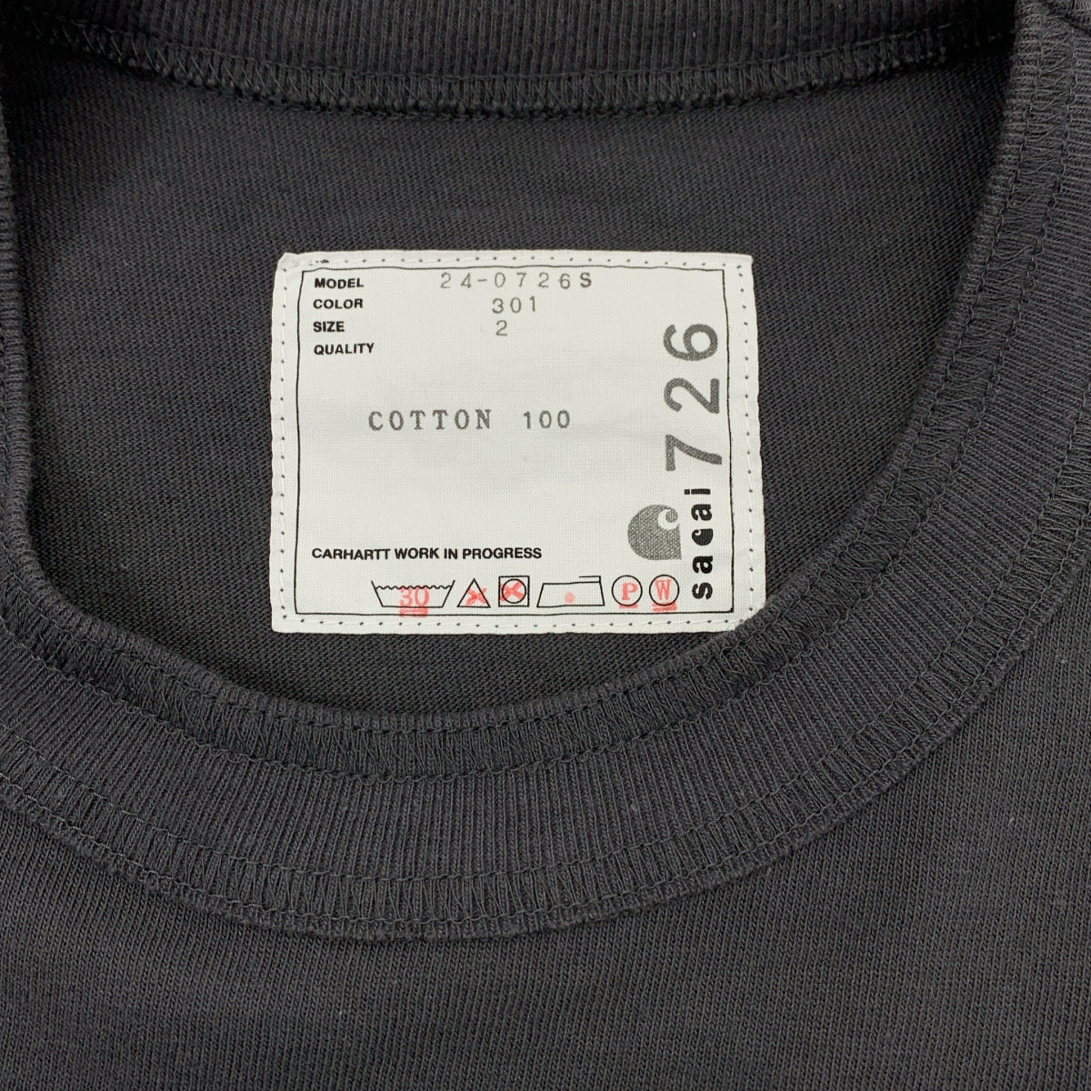 sacai / Sacai | 2024SS | Carhartt WIP L/S T卹 Carhartt 側拉鍊分層長袖 T 卹 | 2 | 炭灰色 | 男款