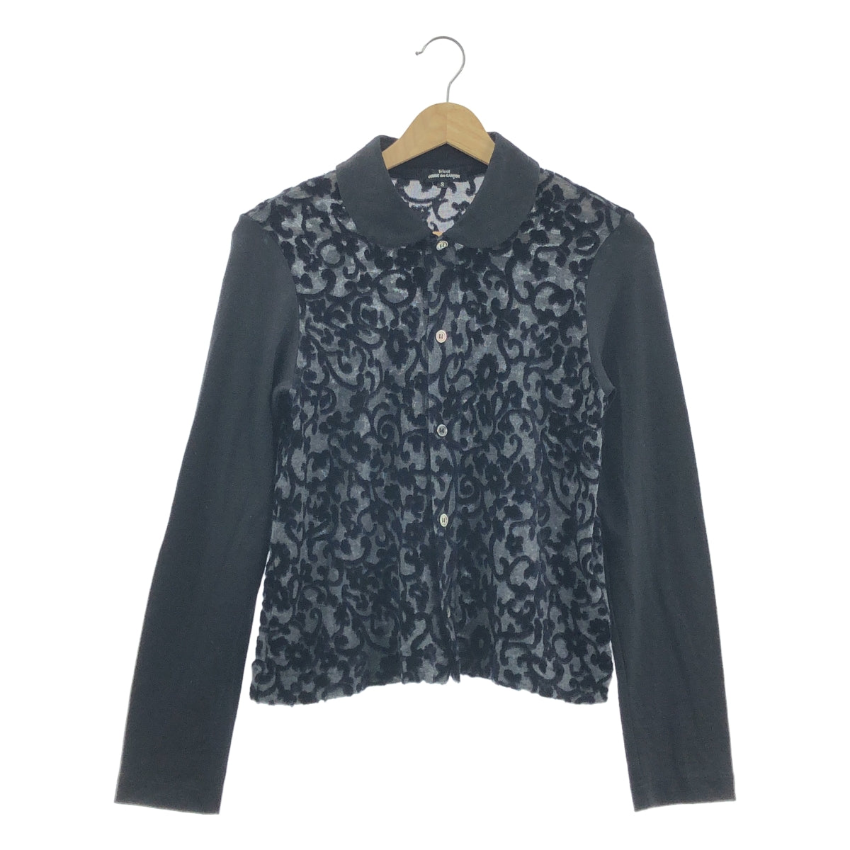 tricot COMME des GARCONS / トリココムデギャルソン | 2014AW | 総柄 ラウンドカラー ニット カーディガン | S | ブラック | レディース