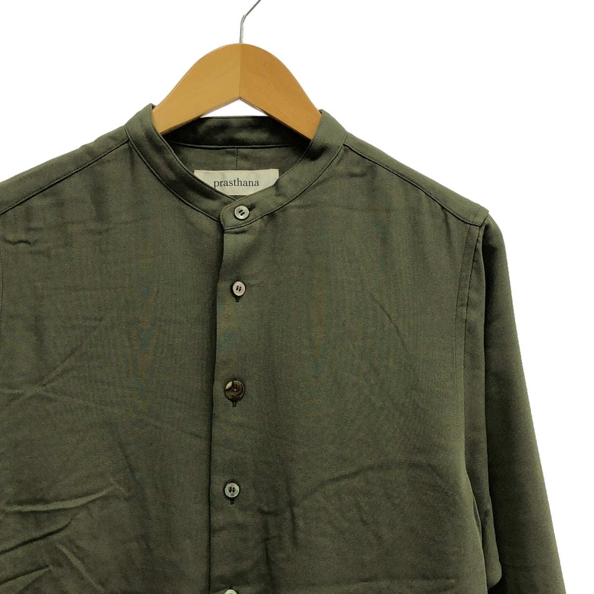 【新品】  prasthana / プラスターナ | strings band collar shirt ver2 / シャツ | S | カーキ | メンズ