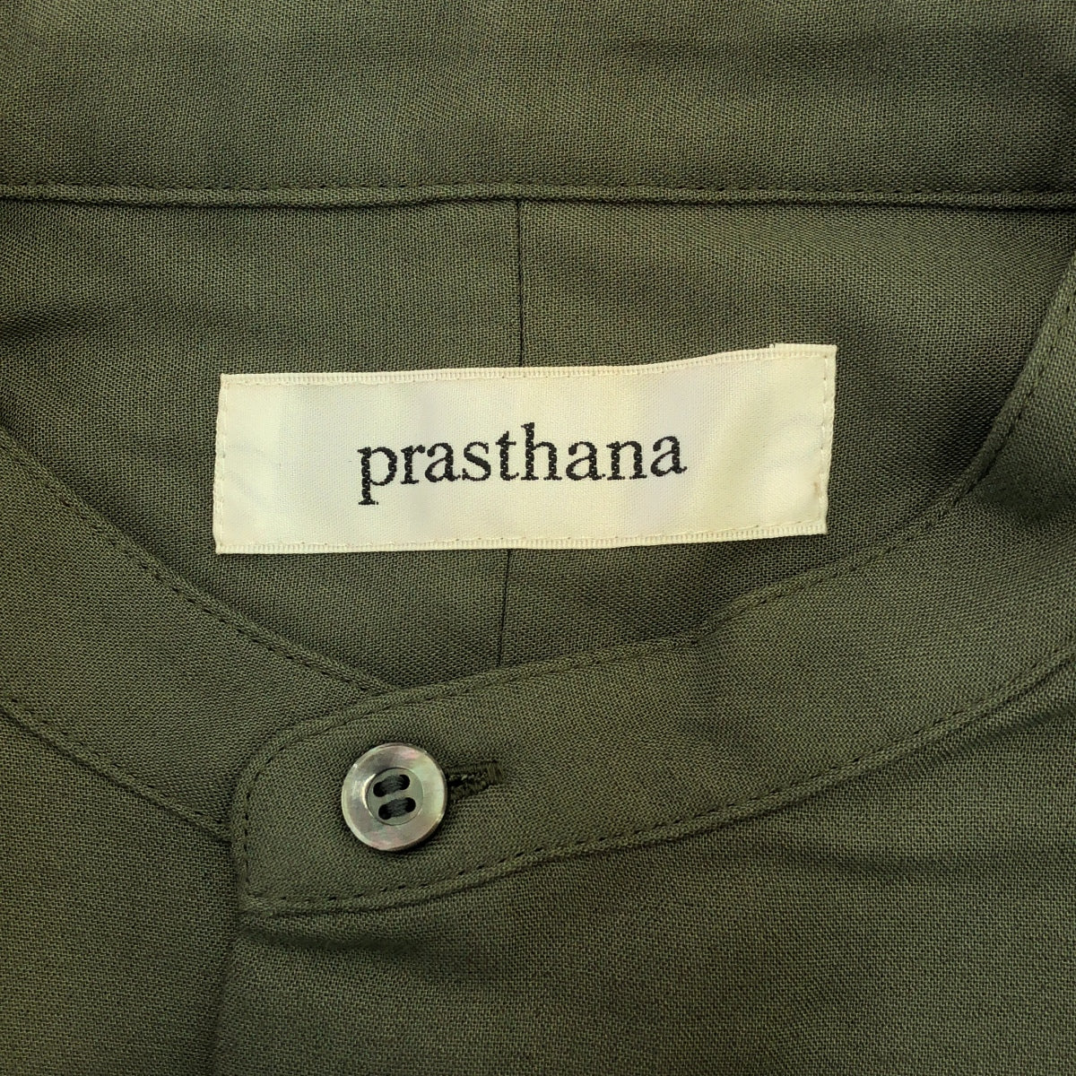 【신품】 prasthana / 프라스타나 | strings band collar shirt ver2 / 셔츠 | S | 카키 | 남성