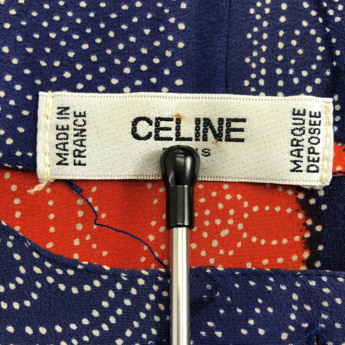 CELINE / 셀린느 | 1990s 빈티지 트리온프 버튼 페이즐리 패치워크 프린트 노컬러 반소매 셔츠 |