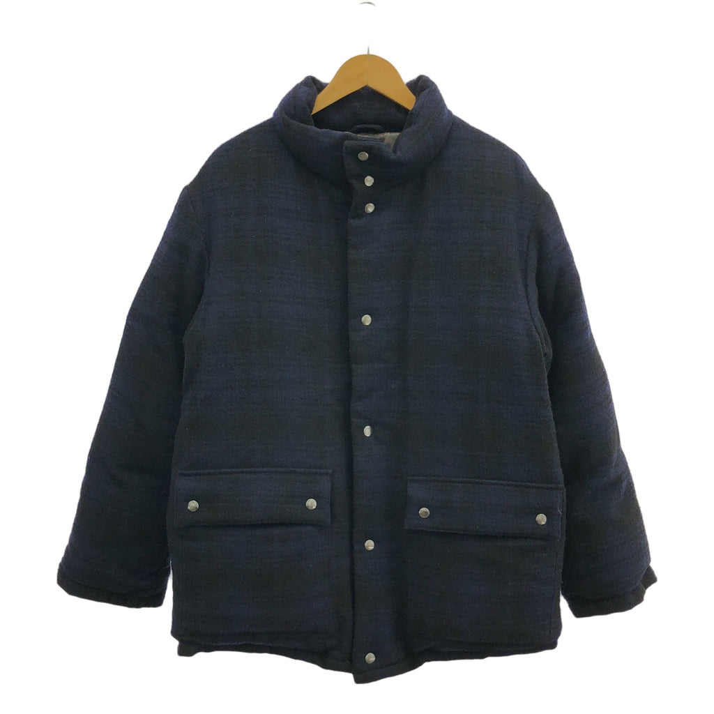 RAKINES / ラキネス | 2023AW | BOUCLE TWEED FRENCH DOWN JACKET ブークレツイード チェック ダウンジャケット | 2 | ブルー / ブラック | メンズ