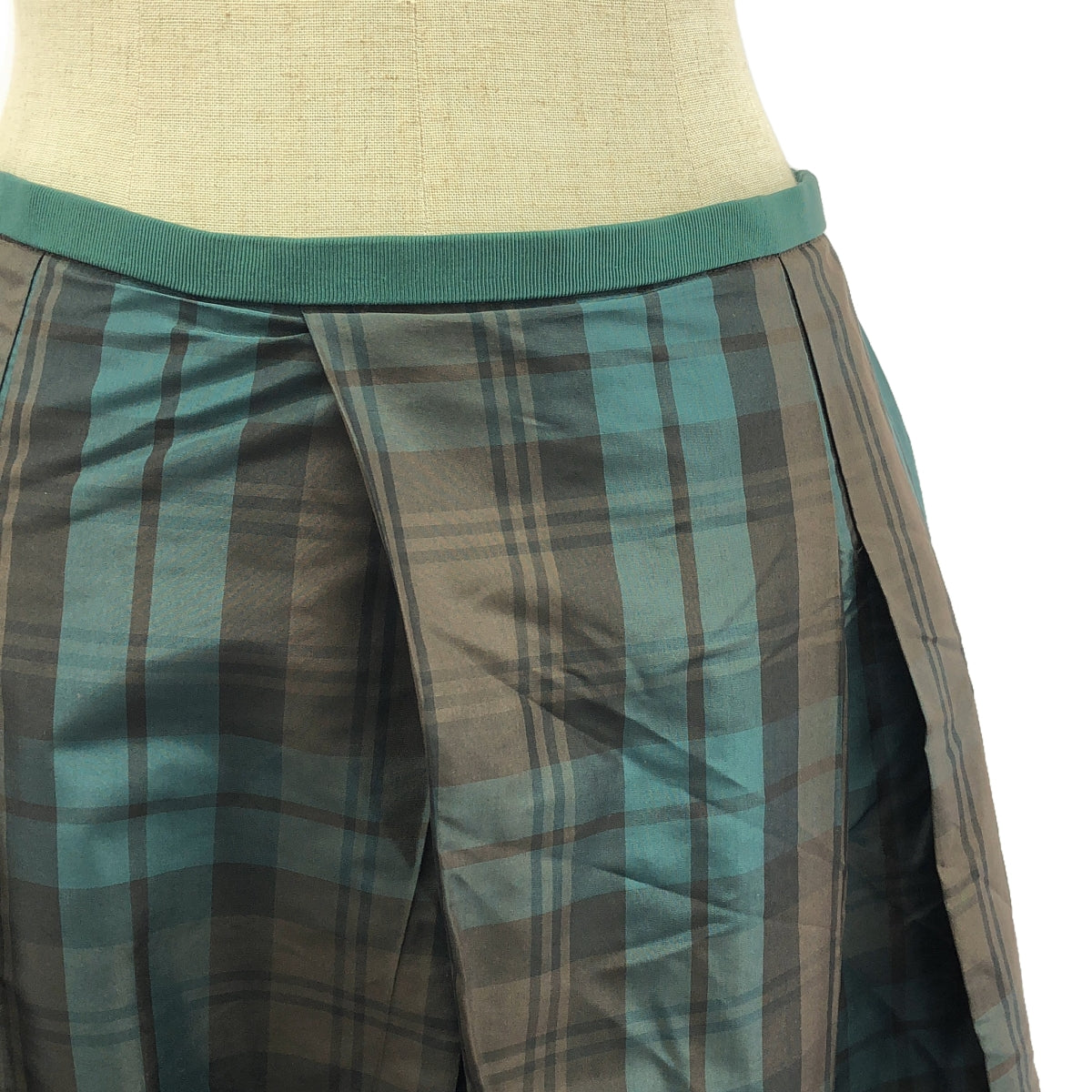 抽屜 |絲綢混紡格子長裙 | 36 |綠/棕|女性的