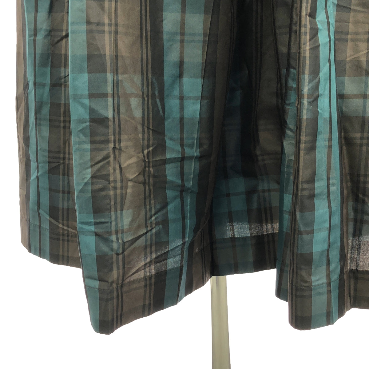 抽屜 |絲綢混紡格子長裙 | 36 |綠/棕|女性的