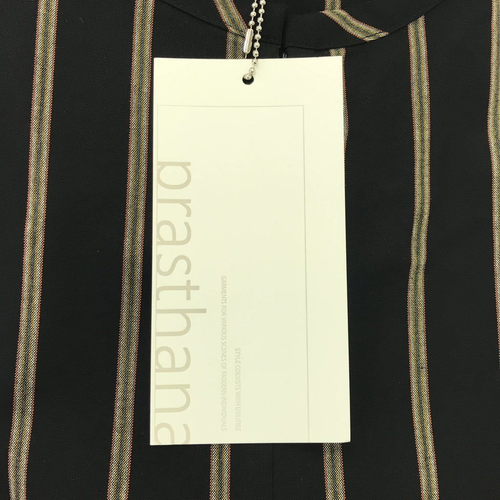 [新] prasthana / Prasthana | Slick shirt 條紋短袖襯衫 | M |黑色 |男士