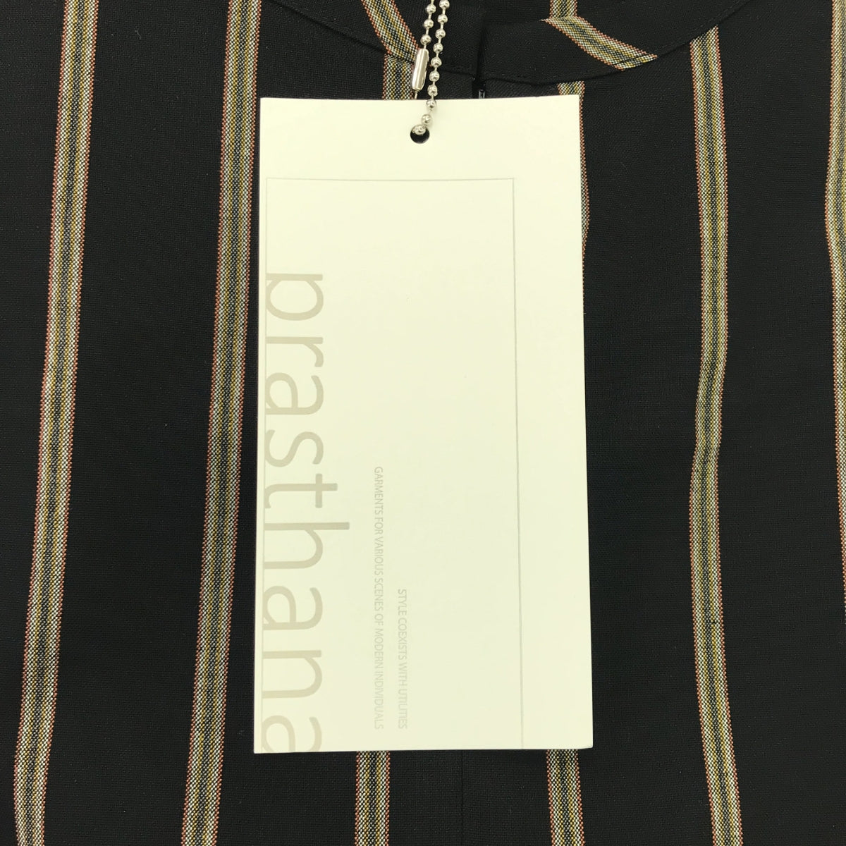 [新] prasthana / Prasthana | Slick shirt 條紋短袖襯衫 | M |黑色 |男士
