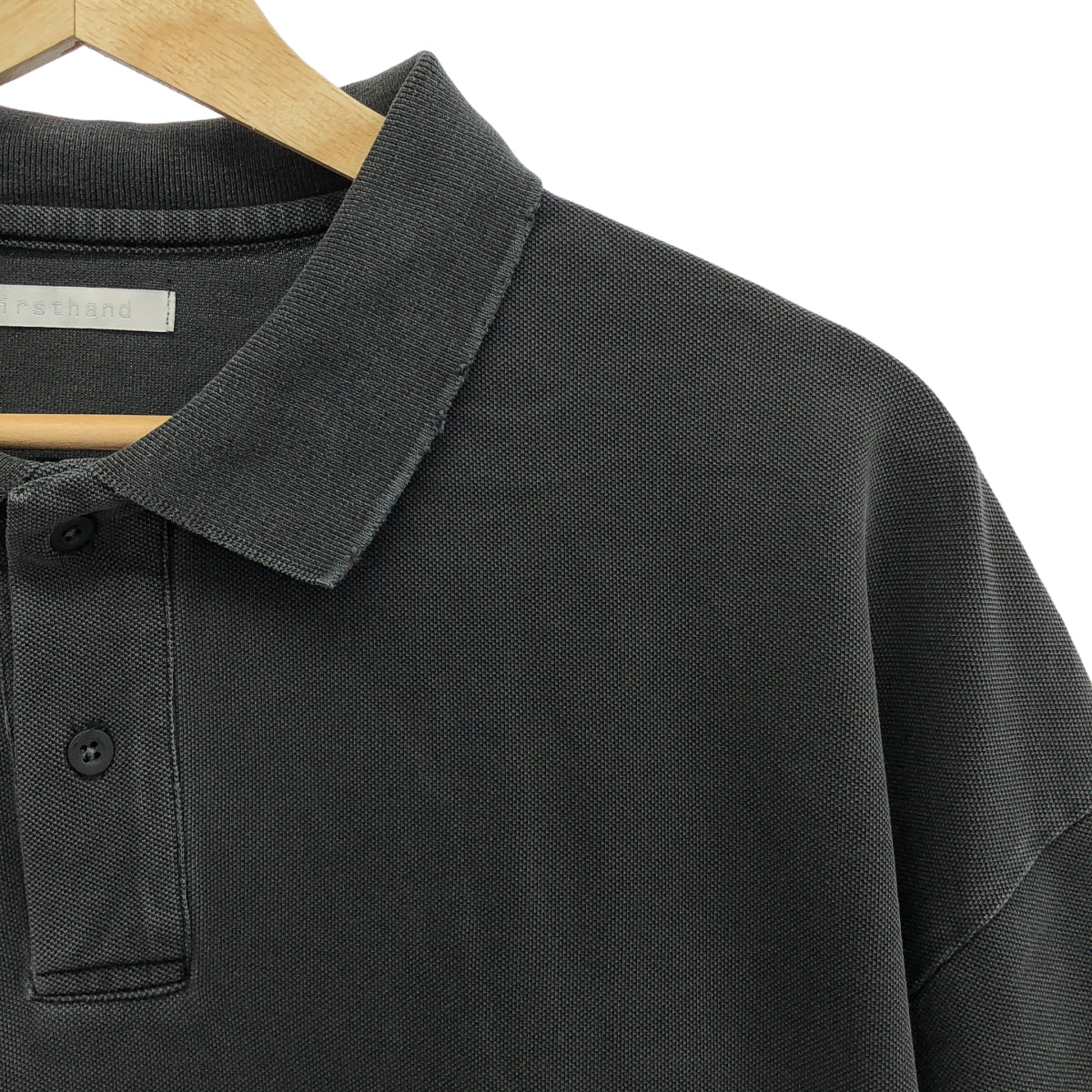 Firsthand | 做舊顏料超大 Polo 衫 | L 碼 | 黑色 | 男款