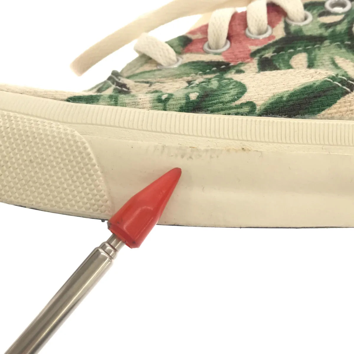 【美品】  CONVERSE / コンバース | スキッド グリップ  アロハ柄 デッキスニーカー | 22.5 | ベージュ / グリーン | レディース