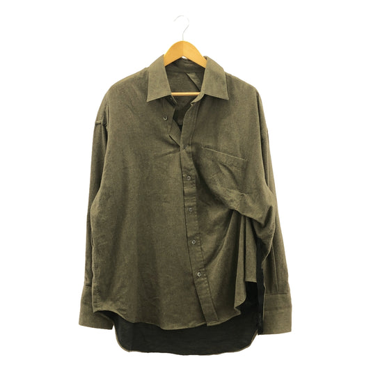 [Good Condition] MARINA YEE | 2023AW | SHIRT4-Maxi shirt fold deformed flannel shirt | M | Olive | Men's