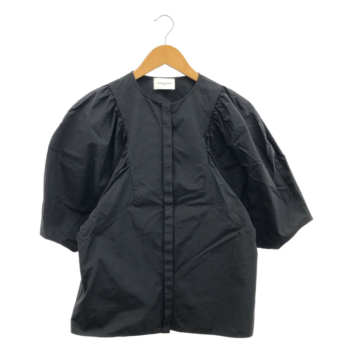 UNITED ARROWS | C/N 褶皺長袖襯衫 | F 碼 | 黑色 | 女款