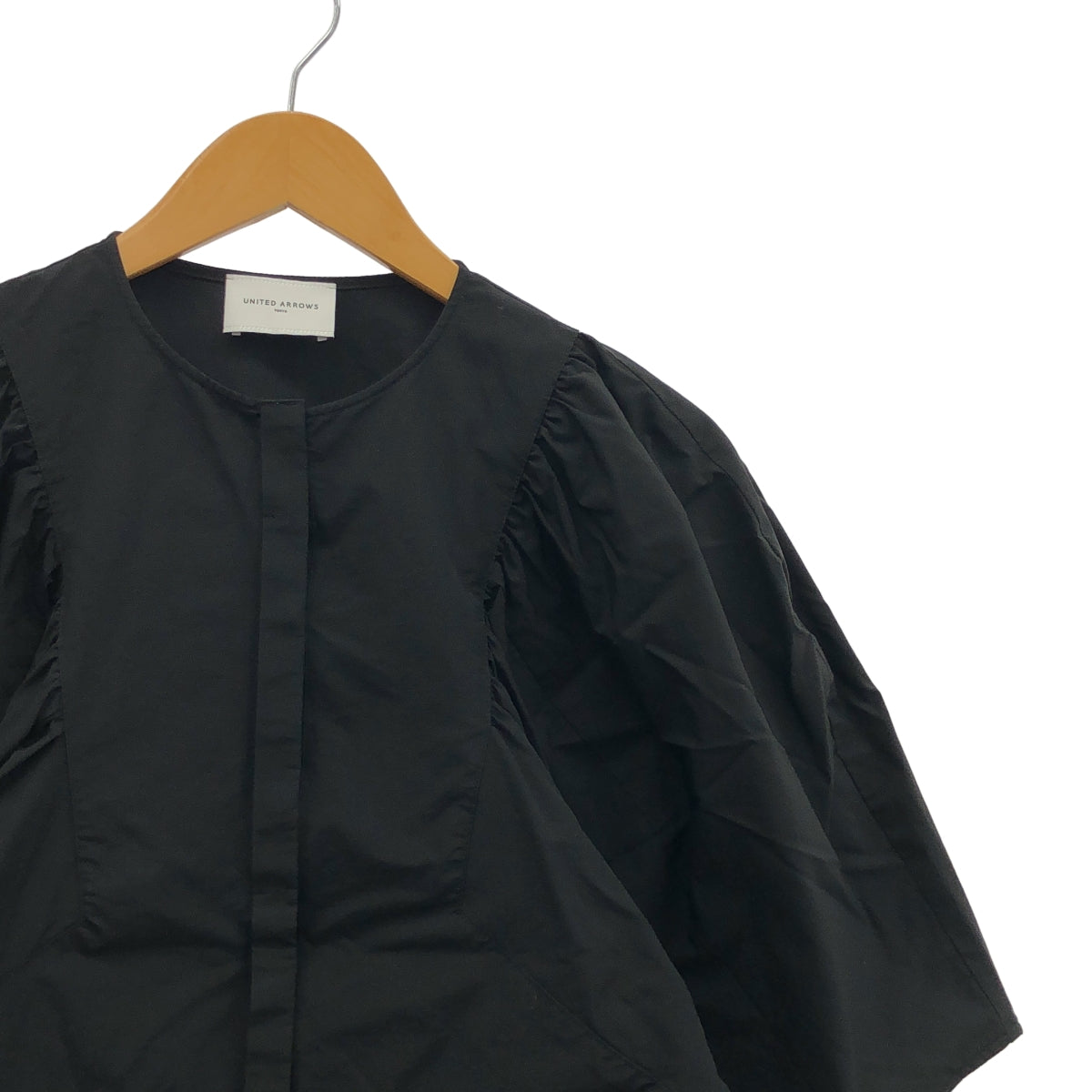 UNITED ARROWS | C/N 褶皺長袖襯衫 | F 碼 | 黑色 | 女款