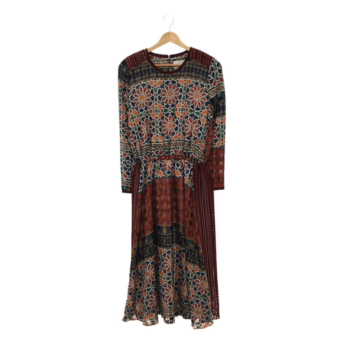 正在進行中 東京 |馬賽克蕾絲褶皺連身裙 | S |多色 |女性的