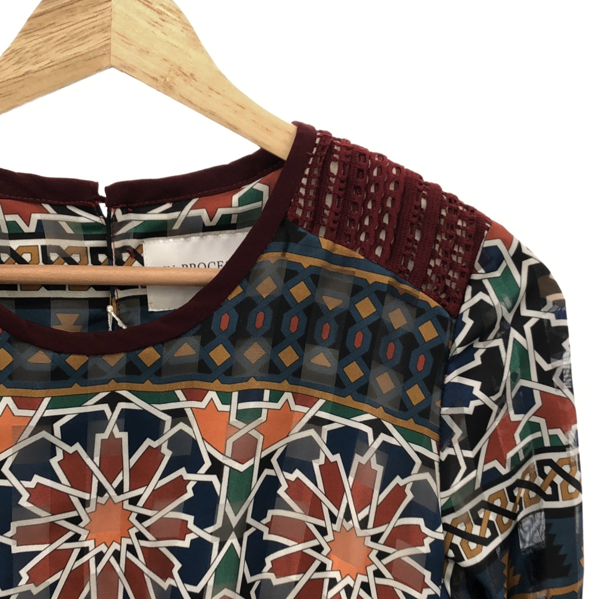 正在進行中 東京 |馬賽克蕾絲褶皺連身裙 | S |多色 |女性的