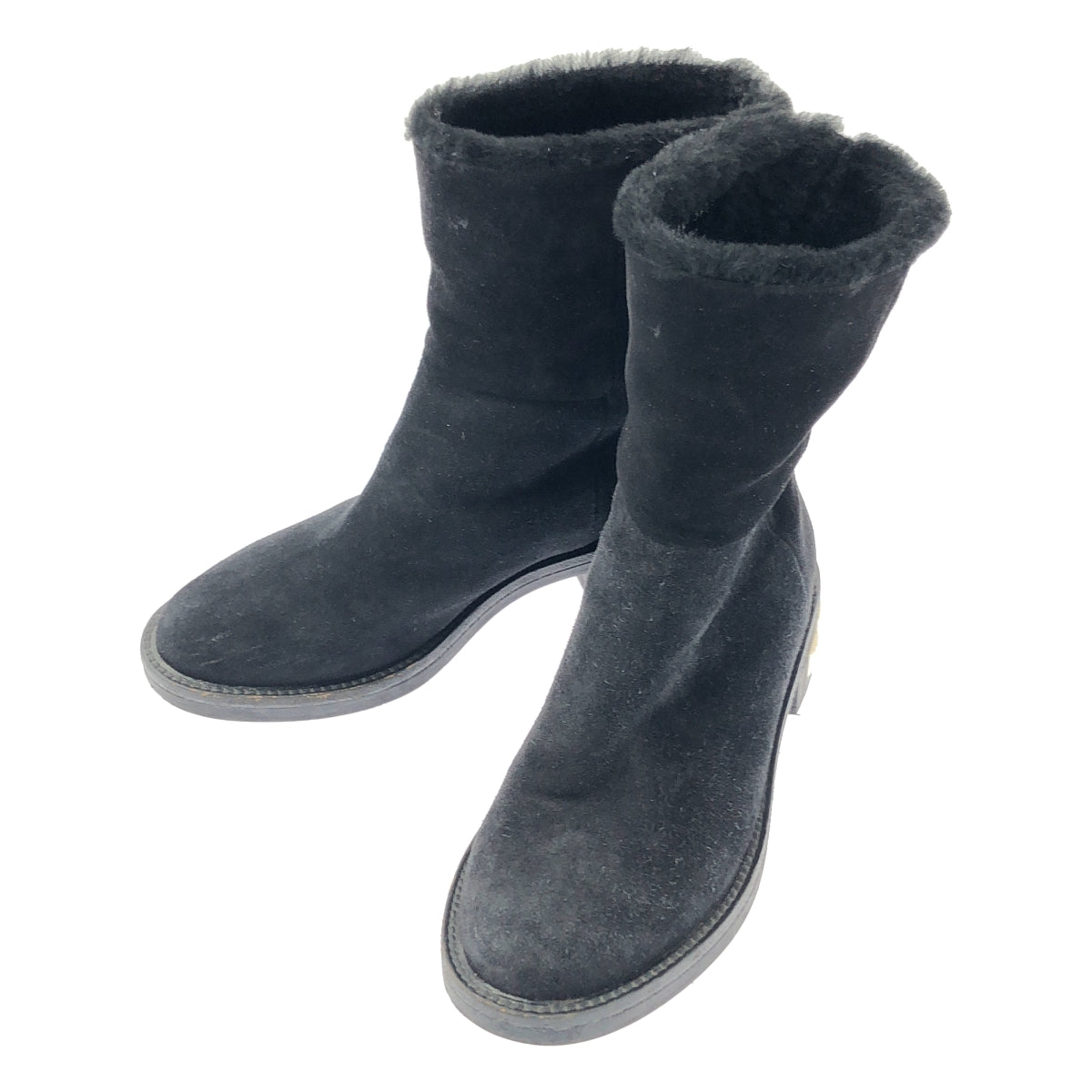 miu miu / 뮤 뮤 | 비쥬 힐 무톤 부츠 | 36.5 | 블랙 | 여성