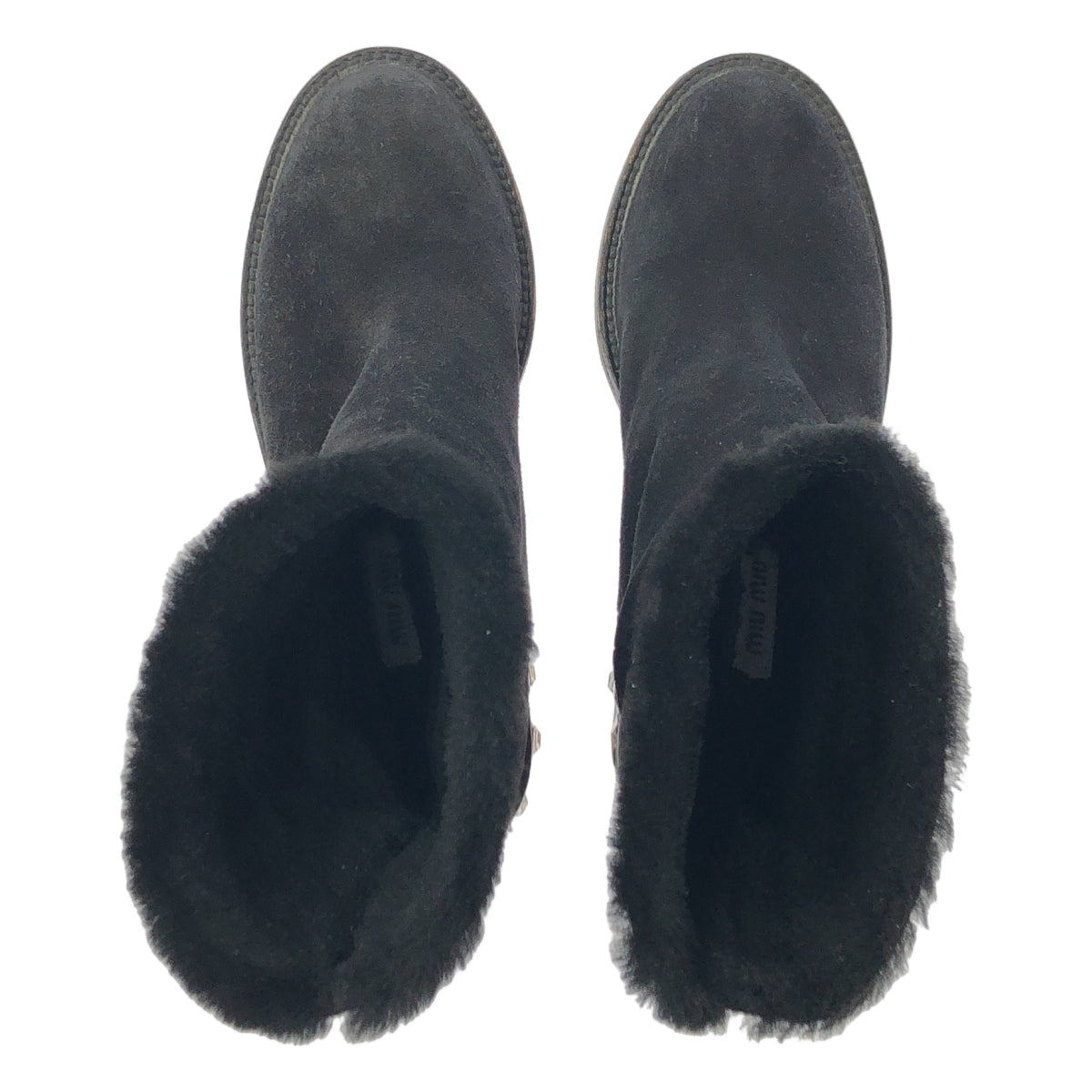 miu miu / ミュウミュウ | ビジューヒール ムートンブーツ | 36.5