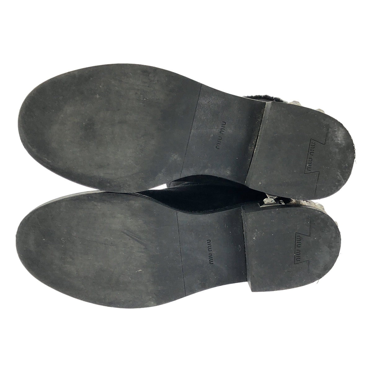 miu miu / 뮤 뮤 | 비쥬 힐 무톤 부츠 | 36.5 | 블랙 | 여성