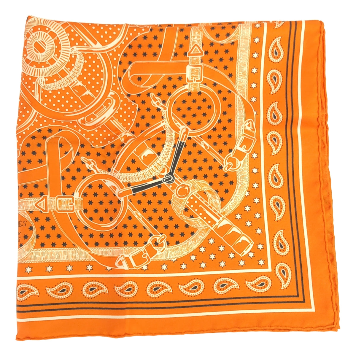 【美品】  HERMES / エルメス | カレ55 エプロンドール 黄金の拍車 シルク スカーフ | オレンジ