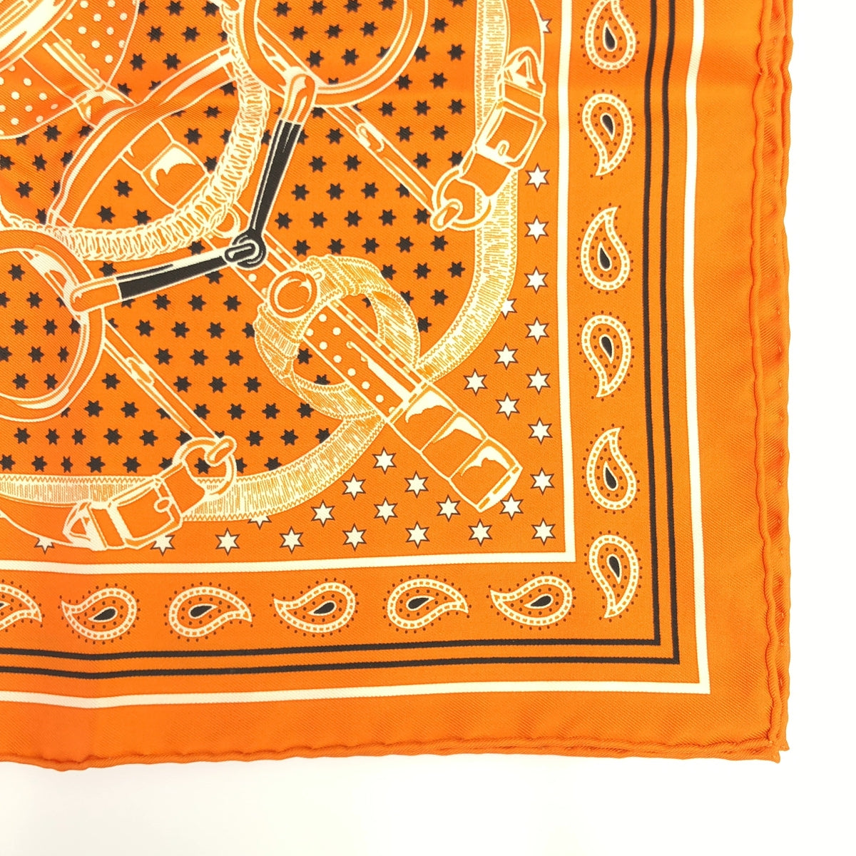 【美品】  HERMES / エルメス | カレ55 エプロンドール 黄金の拍車 シルク スカーフ | オレンジ