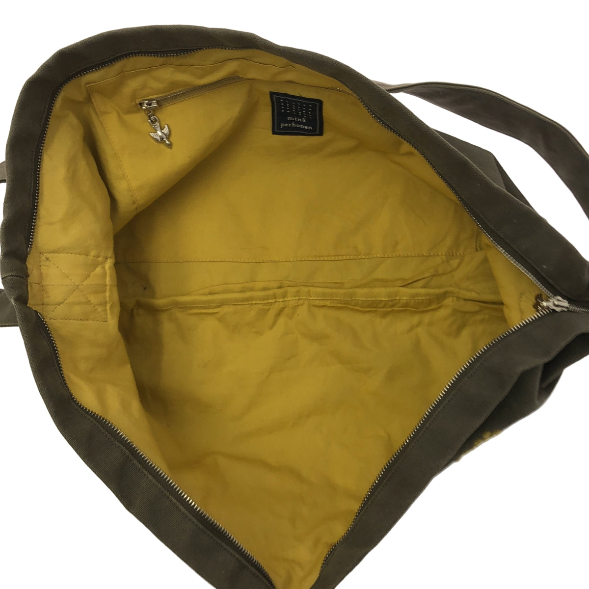 mina perhonen / ミナペルホネン | forest parade / フォレストパレード エンブロイダリー ロゴジップ ショルダーバッグ | gray | レディース